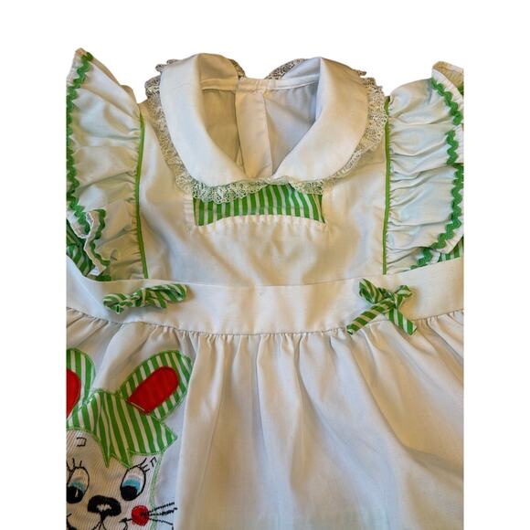 Vintage 50s Bunny Mouse Cartoon Dress striped Puff Sleeve Peter Pan Collar 12M - Picture 5 of 7